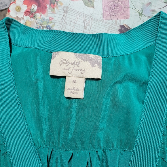 Elizabeth and James Green Silk Blouse - Picture 5 of 7